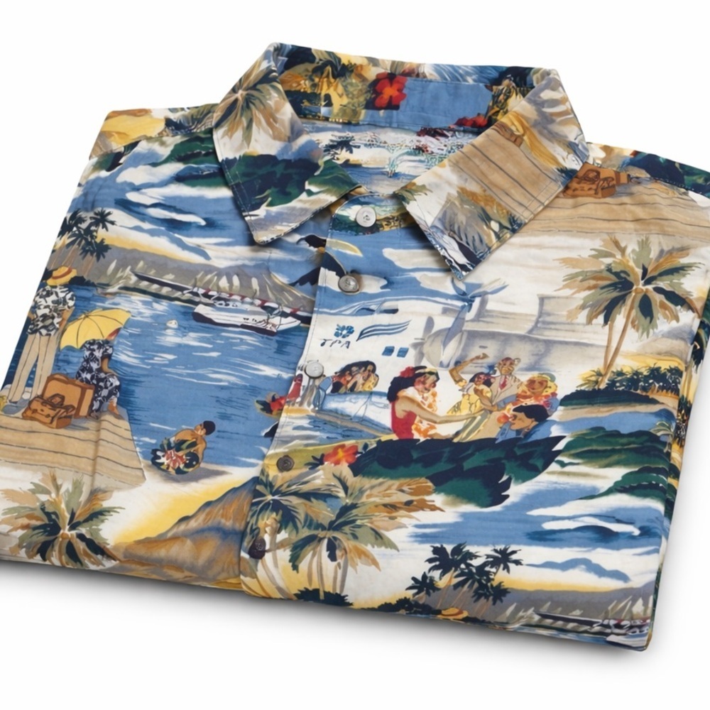 Reyn Spooner Mens Trans Atlantic Plane Resort Hawaiian Button Up Shirt - XXL